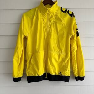 Adidas Yellow Vintage Style Windbreaker Jacket Youth L (13/14Y) Retro Sportswear